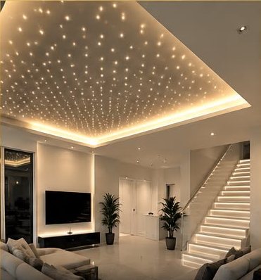 Stretch ceiling with integrated lighting